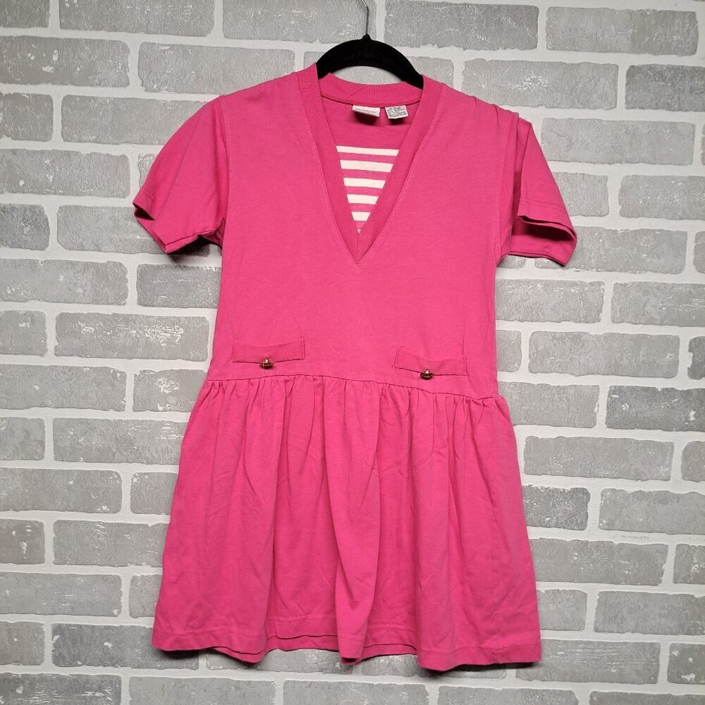 Amie N Alexis Girls Vintage 90s Sailor Buttons Pink Dress‎ Size 10-12